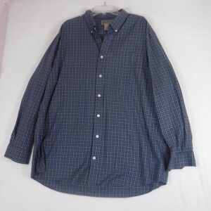 Duluth Trading Co Shirt Mens Size 2XLT Blue Check Plaid Long Sleeve Button Front
